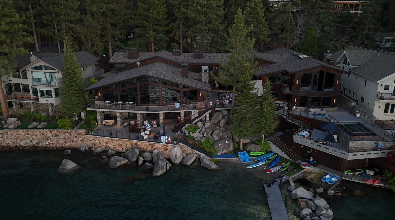 Luxury waterfront estate aerial view